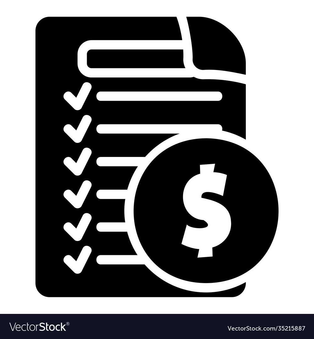 Invoice icon in solid style for any projects vector image Invoice icon in solid style for any projects