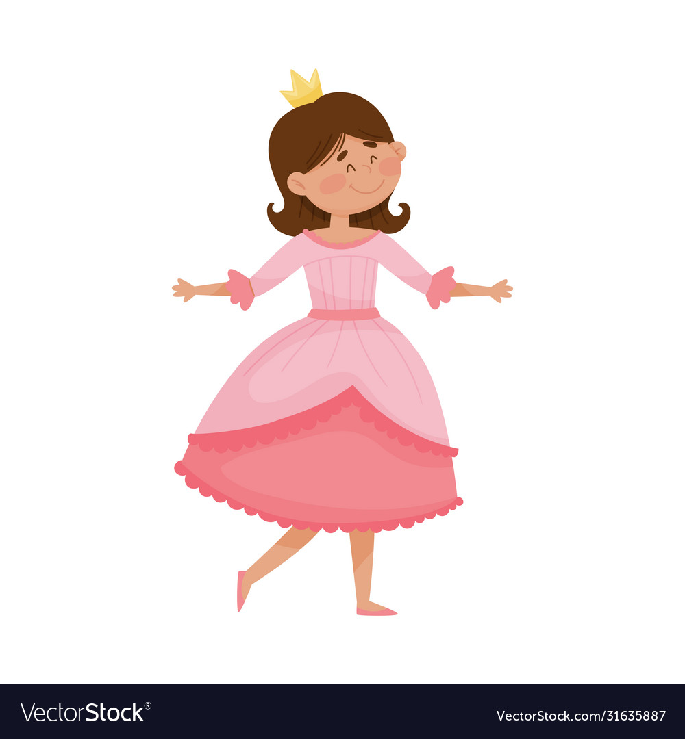 Little princess with black hair wearing crown Vector Image