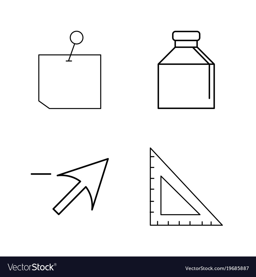 Office simple linear outline icon set