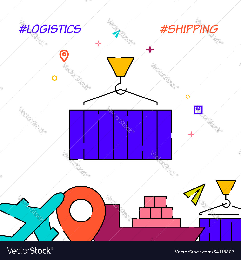 Port loading and unloading filled line icon simple vector image Port loading and unloading filled line icon simple