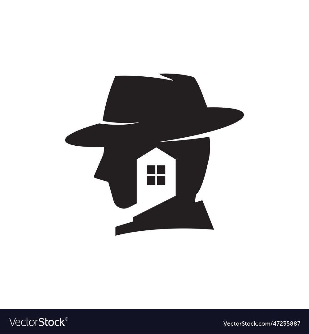 Real estate agent man face with hat silhouette