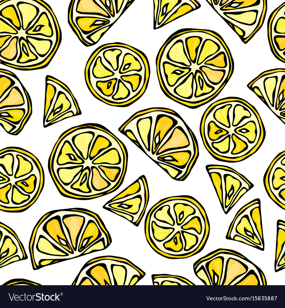Seamless lemon slices background pattern