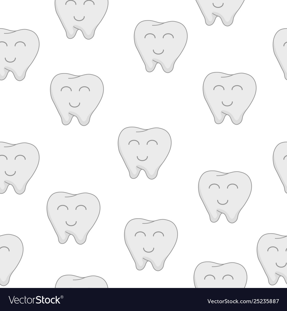 Seamless pattern with cute tooth character vector image Seamless pattern with cute tooth character