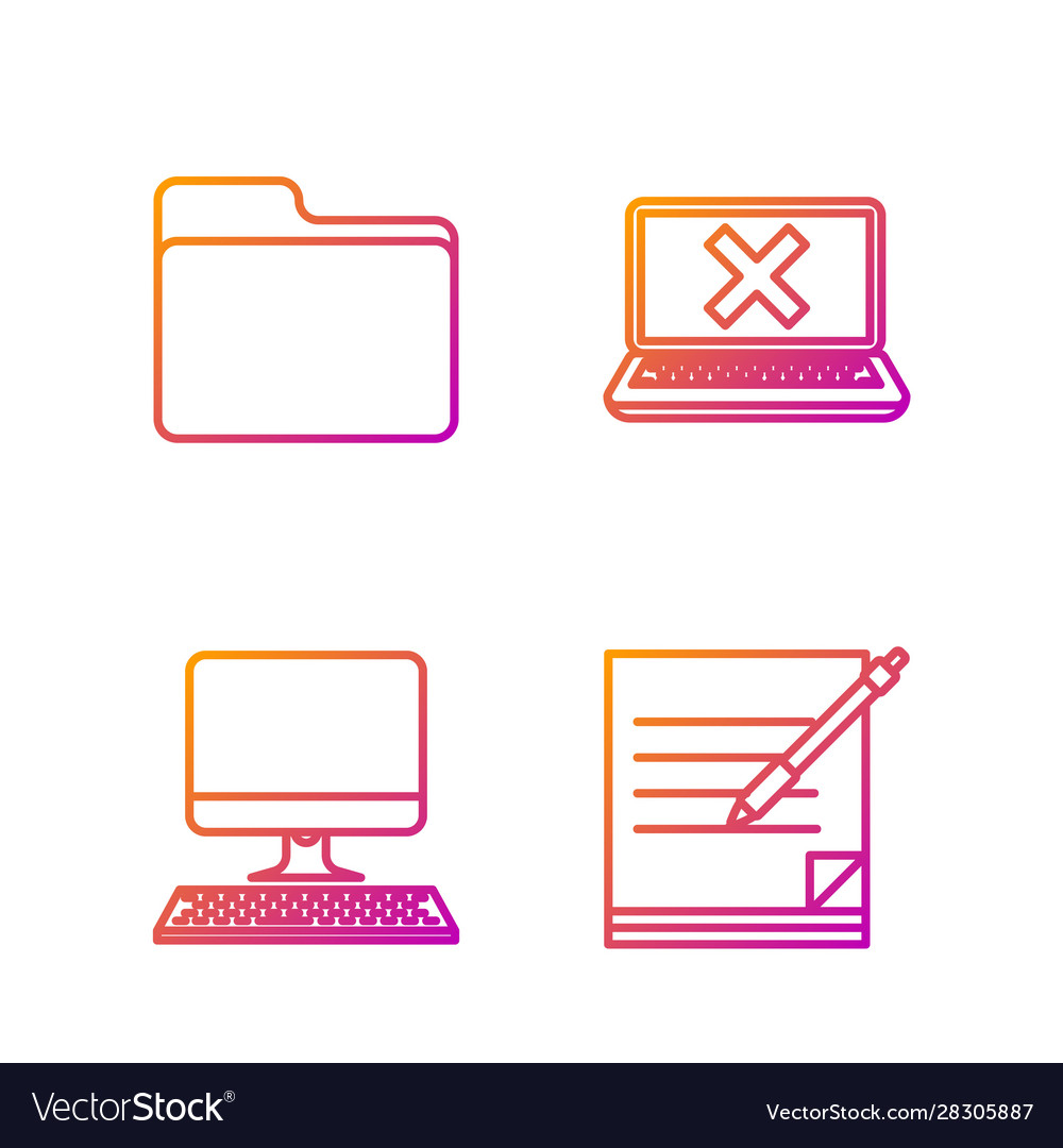 Set line blank notebook and pen computer monitor vector image Set line blank notebook and pen computer monitor
