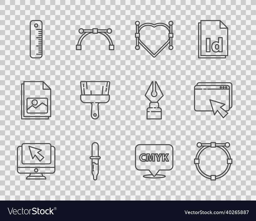 Set line computer monitor and cursor circle vector image Set line computer monitor and cursor circle