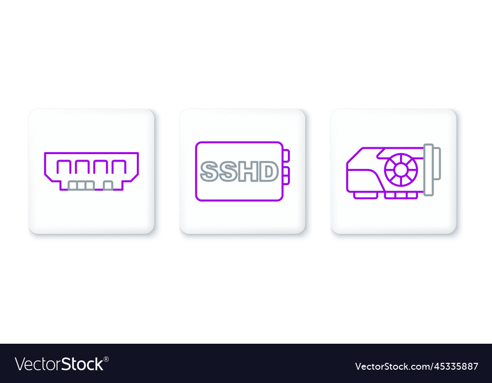 Set line video graphic card ram random access vector image Set line video graphic card ram random access