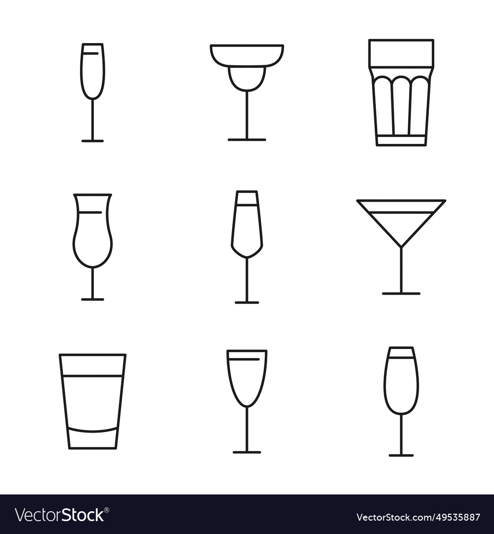 Set of alcohol glasses Royalty Free Vector Image