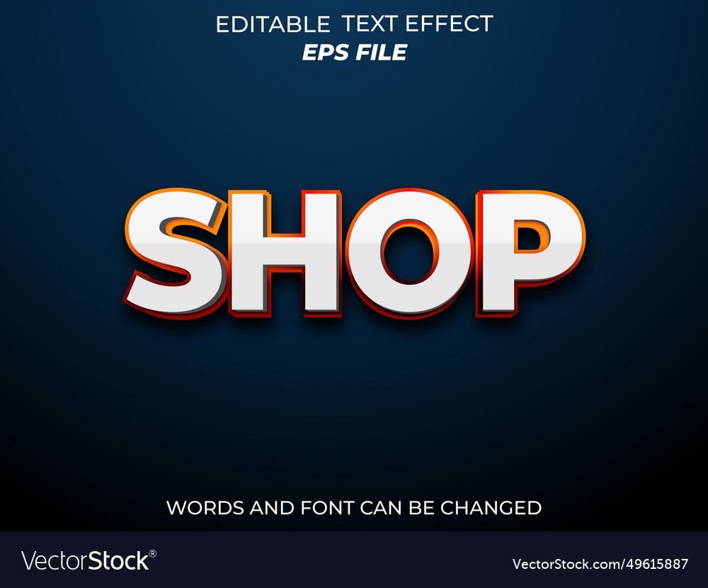 Shop text effect font editable typography 3d