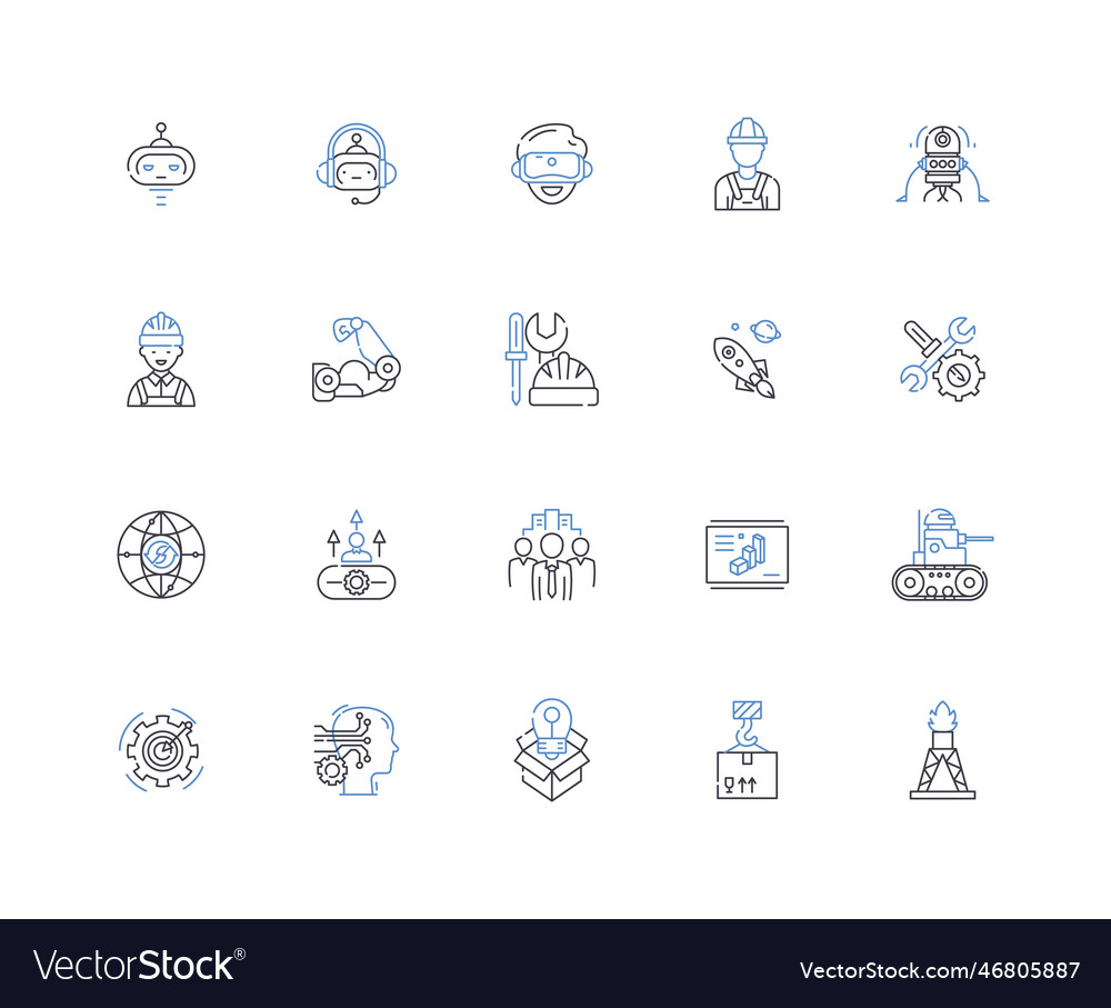 Software electronics line icons collection code vector image Software electronics line icons collection code