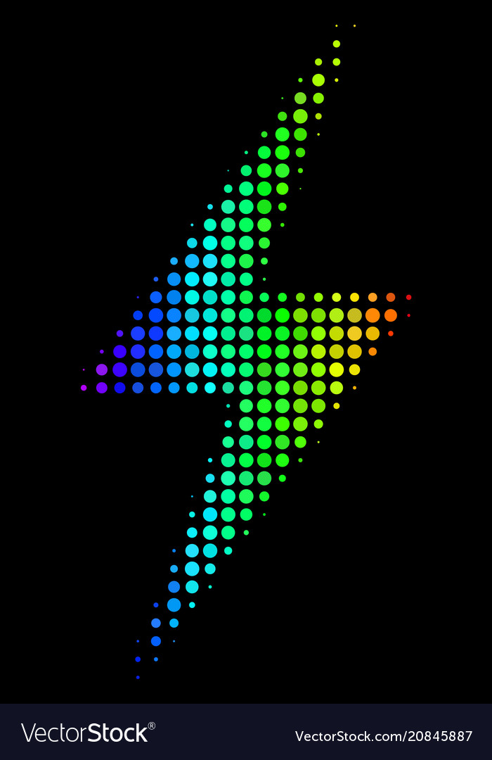 Spectral colored dot electric bolt icon