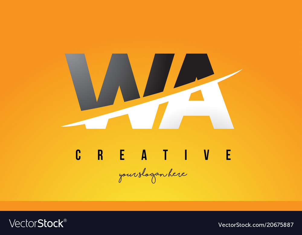 Wa w a letter modern logo design with yellow Vector Image