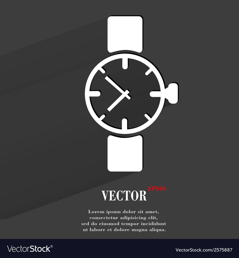 Watchclock flat modern web button with long shadow