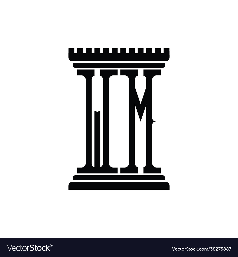 Wm logo monogram with pillar shape design template