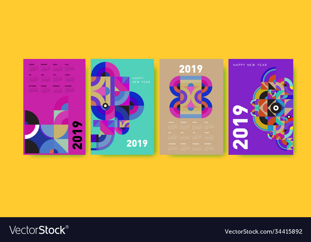 2021 calendar design template with colorful