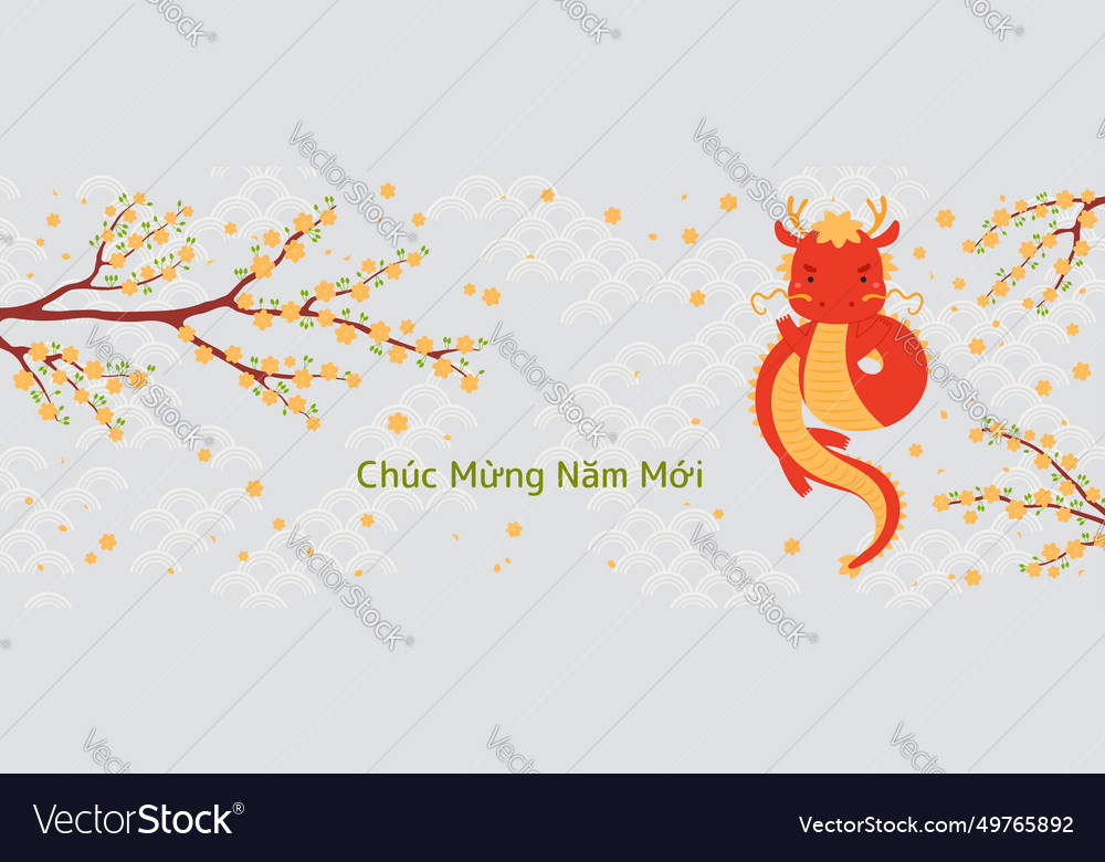 2024 vietnamese new year tet cute dragon design