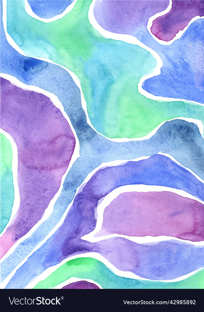 Abstract emerald green blue and purple watercolor