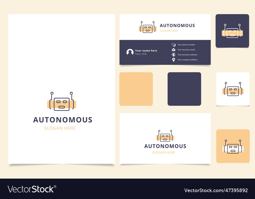 Autonomous logo design with editable slogan vector image Autonomous logo design with editable slogan