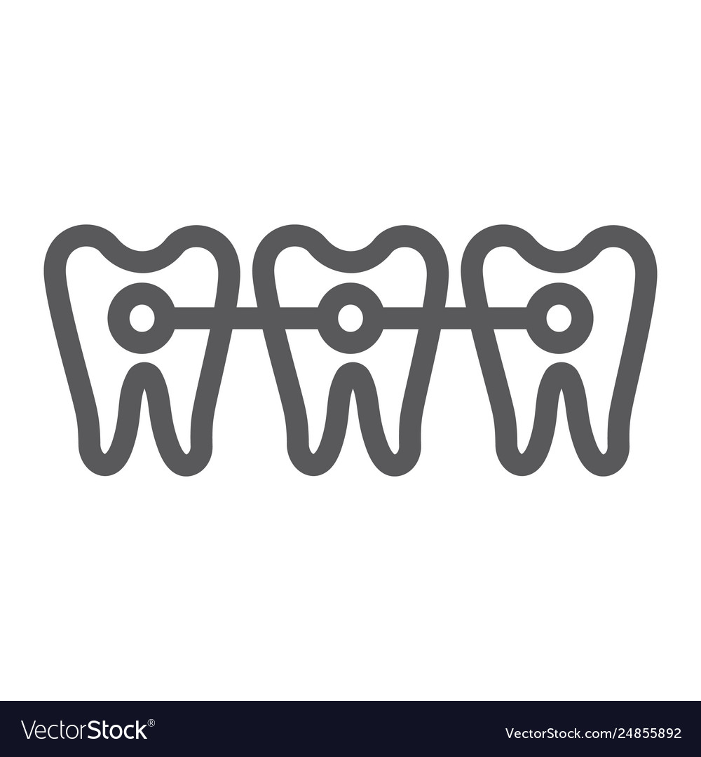 Braces line icon dentist and dental teeth sign Vector Image Braces line icon dentist and dental teeth sign