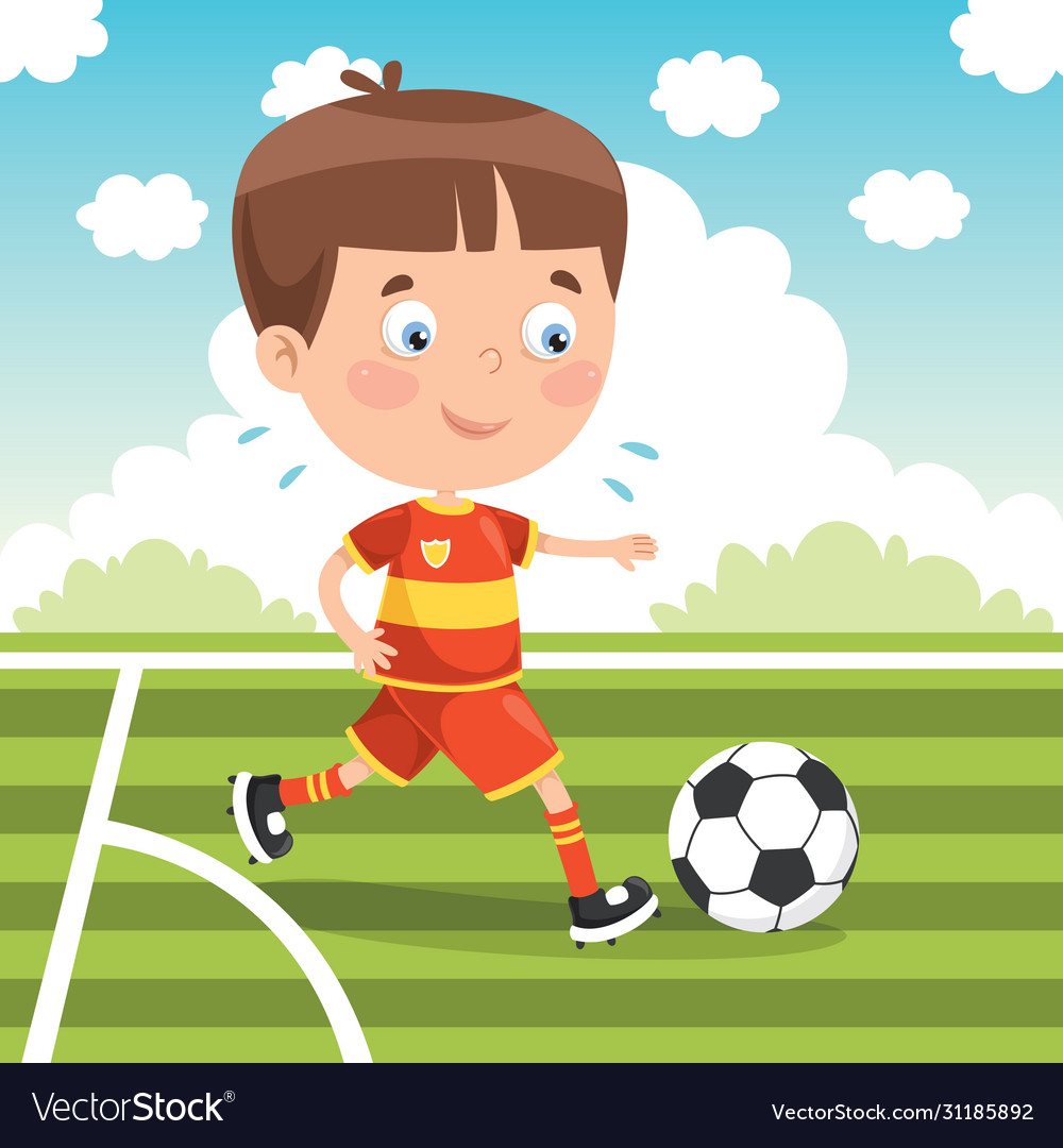 Child playing football outside Royalty Free Vector Image Child playing football outside Royalty Free Vector Image
