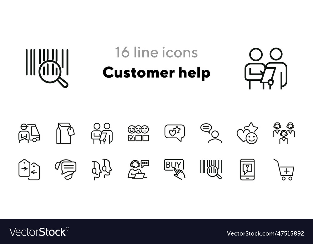 Customer help line icon set Royalty Free Vector Image