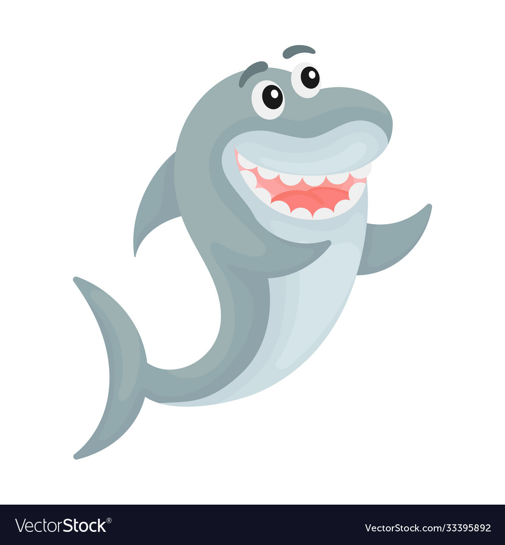 Cute funny shark print on white background ocean Vector Image