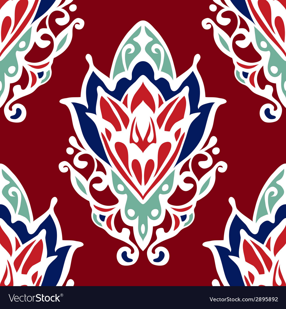 Damask flower red seamless design