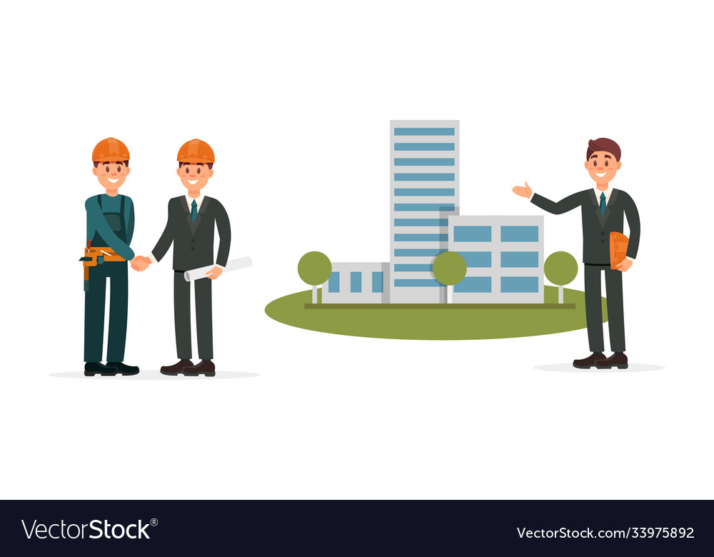 Man engineer and builder working on construction