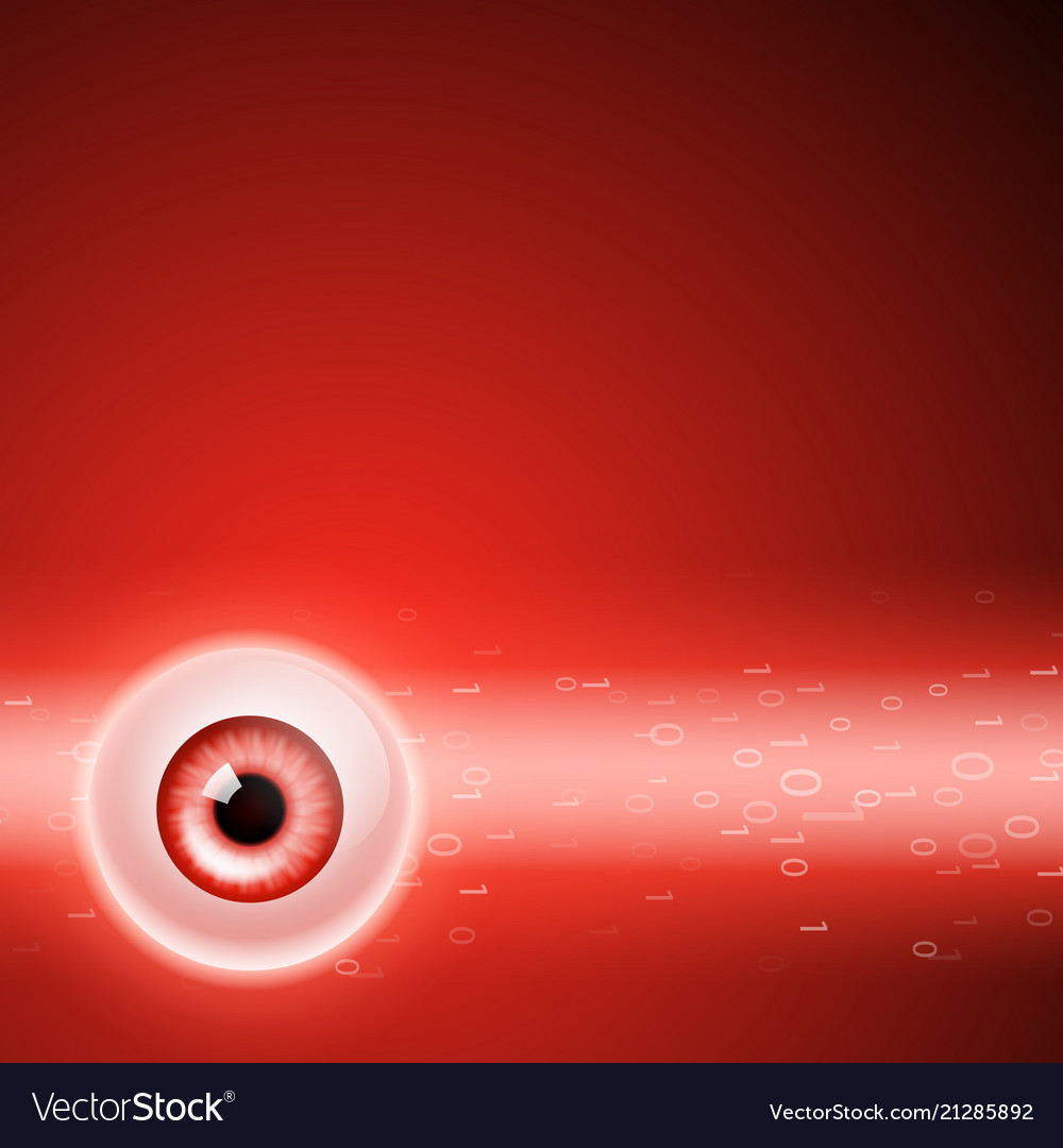 Red background with eye and binary code vector image Red background with eye and binary code