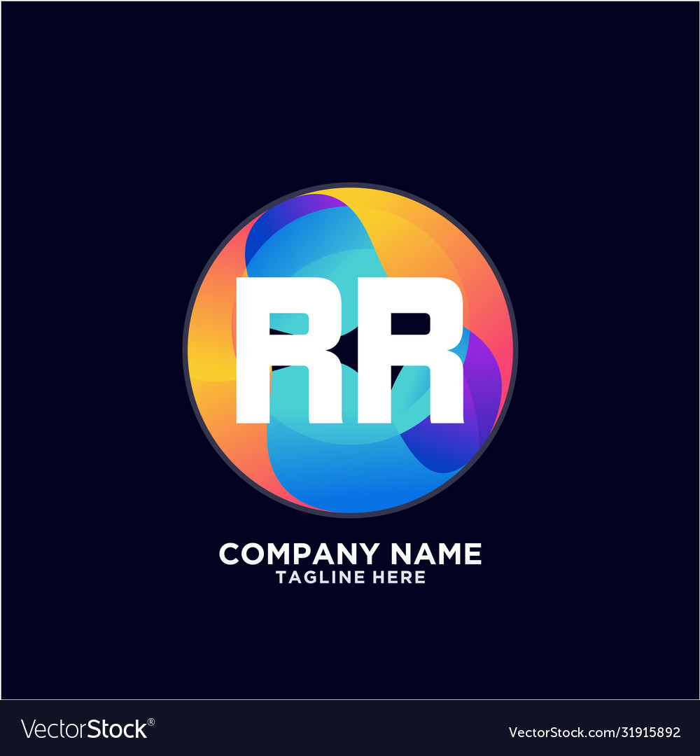 Rr initial logo with colorful circle template