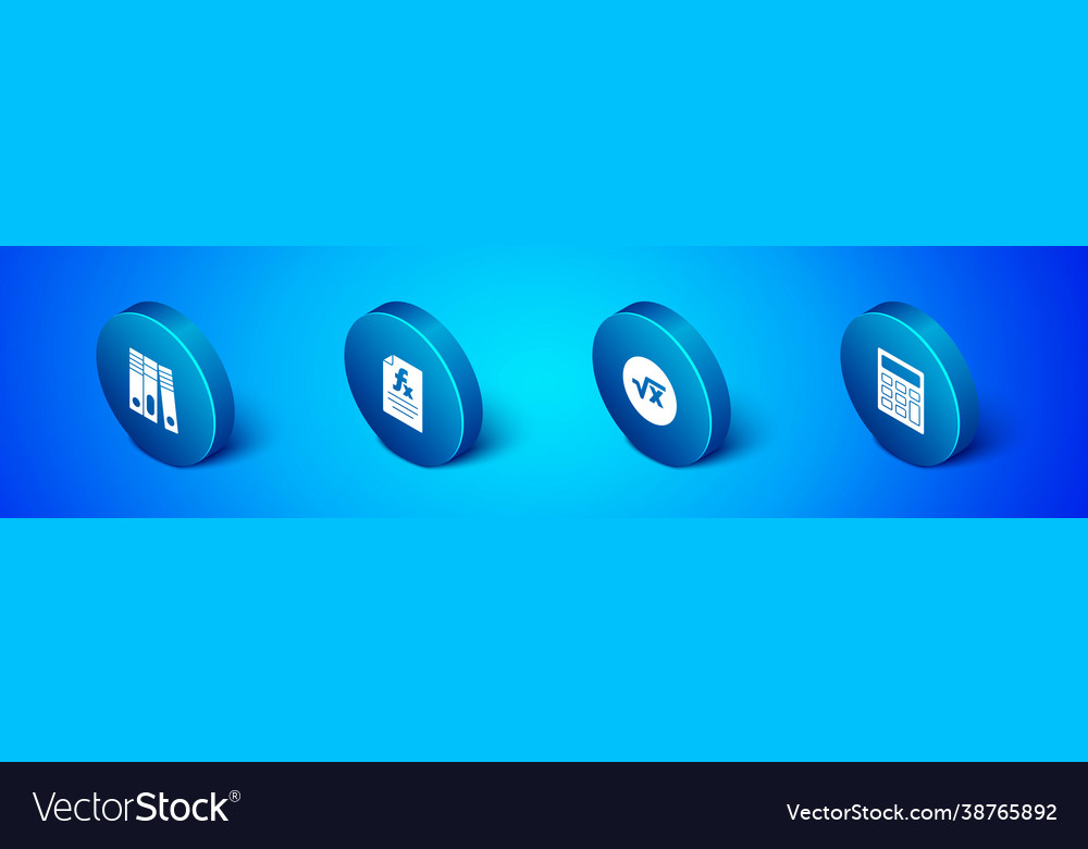 Set isometric office folders square root x vector image Set isometric office folders square root x