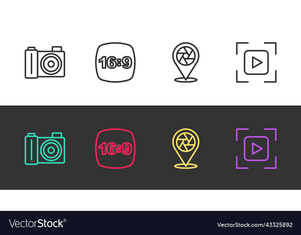 Set line photo camera frame 16 shutter Vector Image Set line photo camera frame 16 shutter