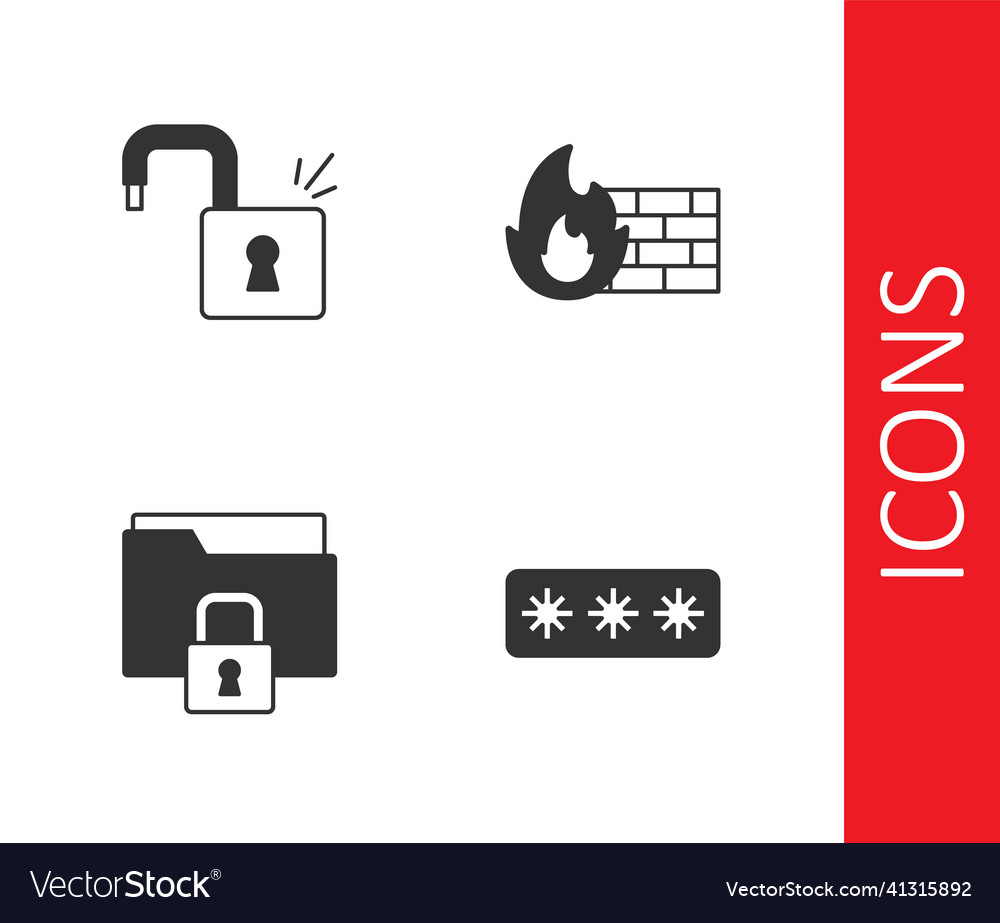 Set password protection open padlock folder vector image Set password protection open padlock folder