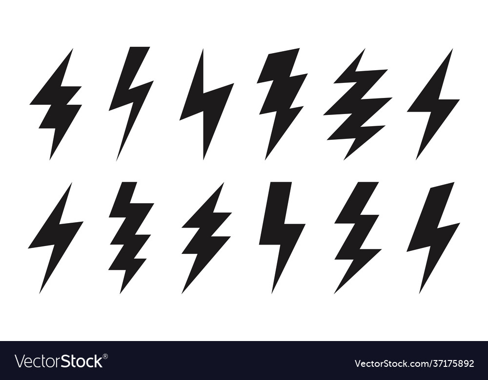 Thunder lightning web icons isolated bolt shapes Vector Image