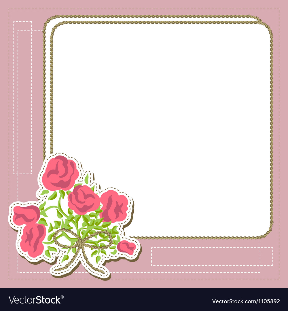 Vintage frame with flowers retro background