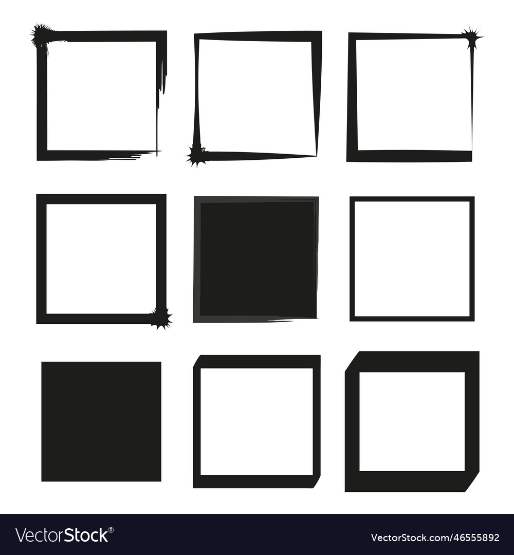 Watercolor brush frame squares Royalty Free Vector Image