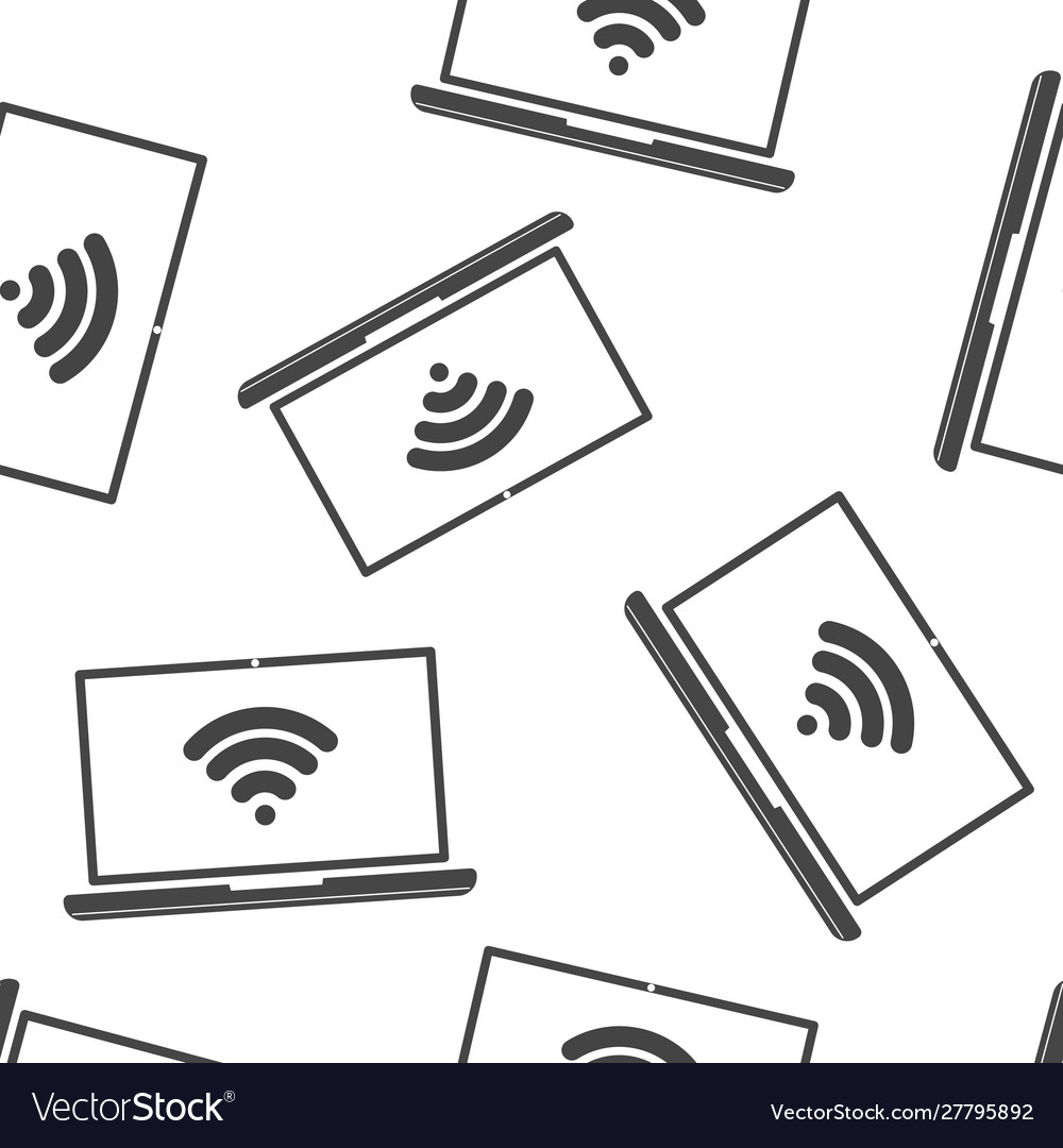 Wi-fi icon on computer seamless pattern