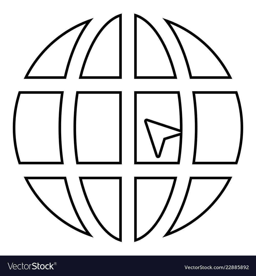 World with arrow click concept website icon vector image World with arrow click concept website icon