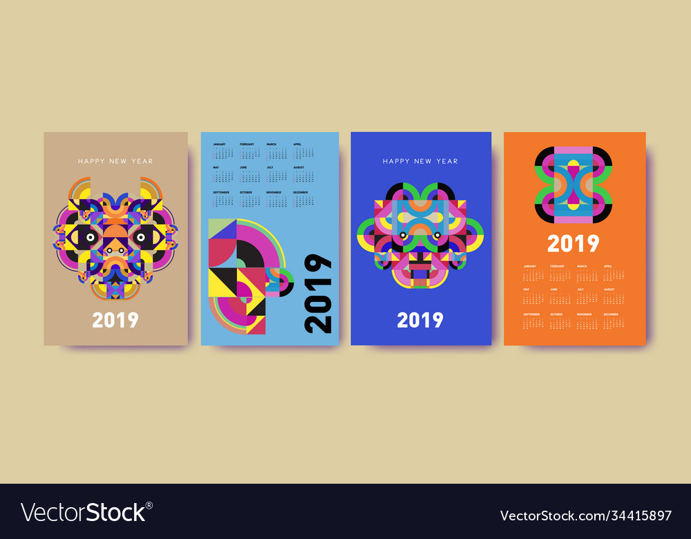 2021 calendar design template with colorful