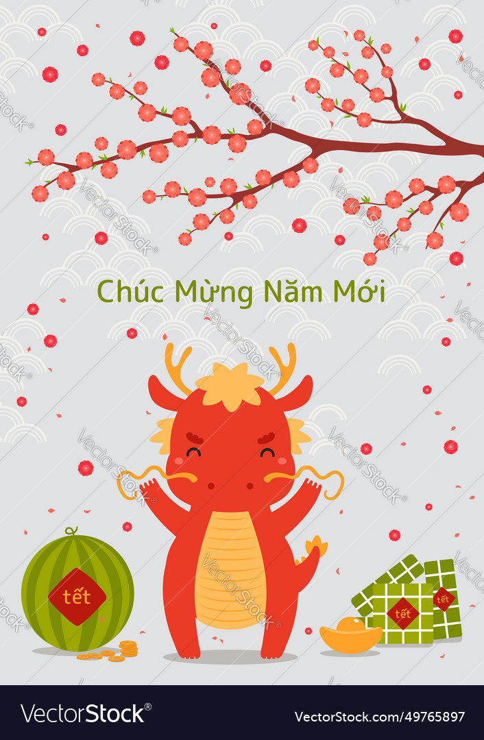 2024 vietnamese new year tet cute dragon design