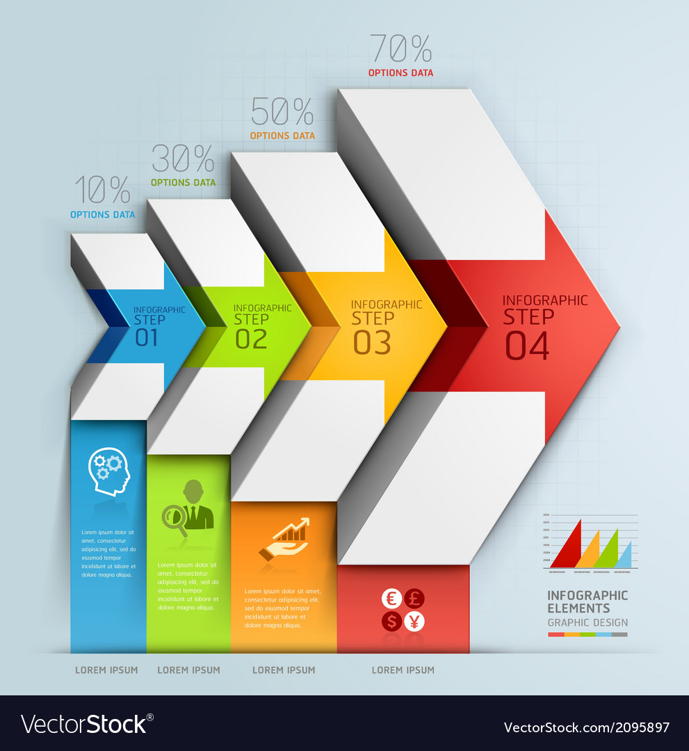 3d business arrow staircase diagram template vector image