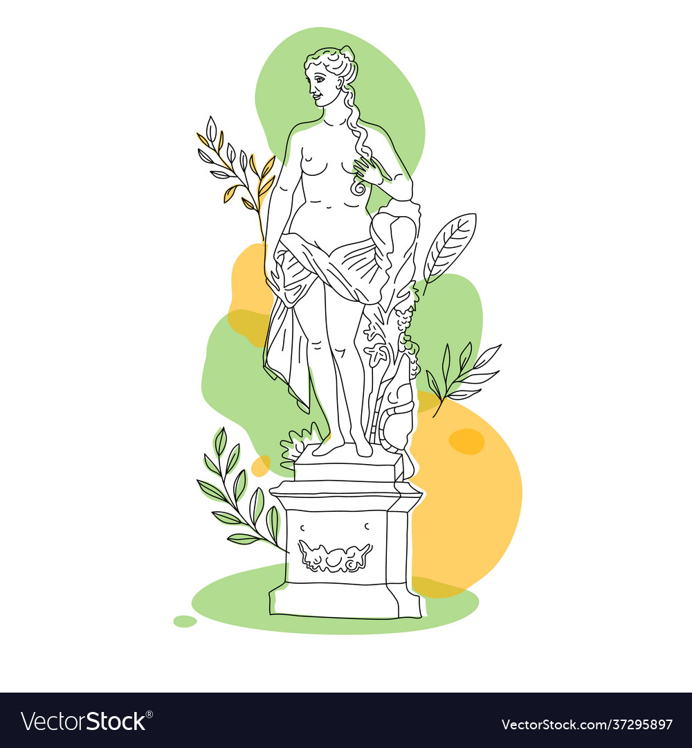 Ancient greek goddess statue in a continuous line