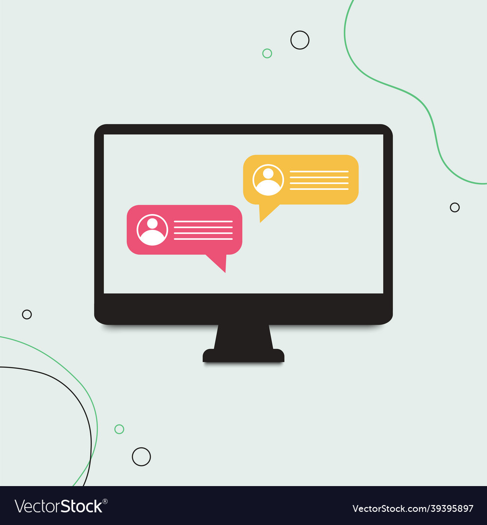 Chat messages on computer online vector image Chat messages on computer online