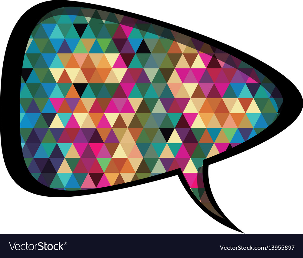 Colorful rounded triangular speech with abstract