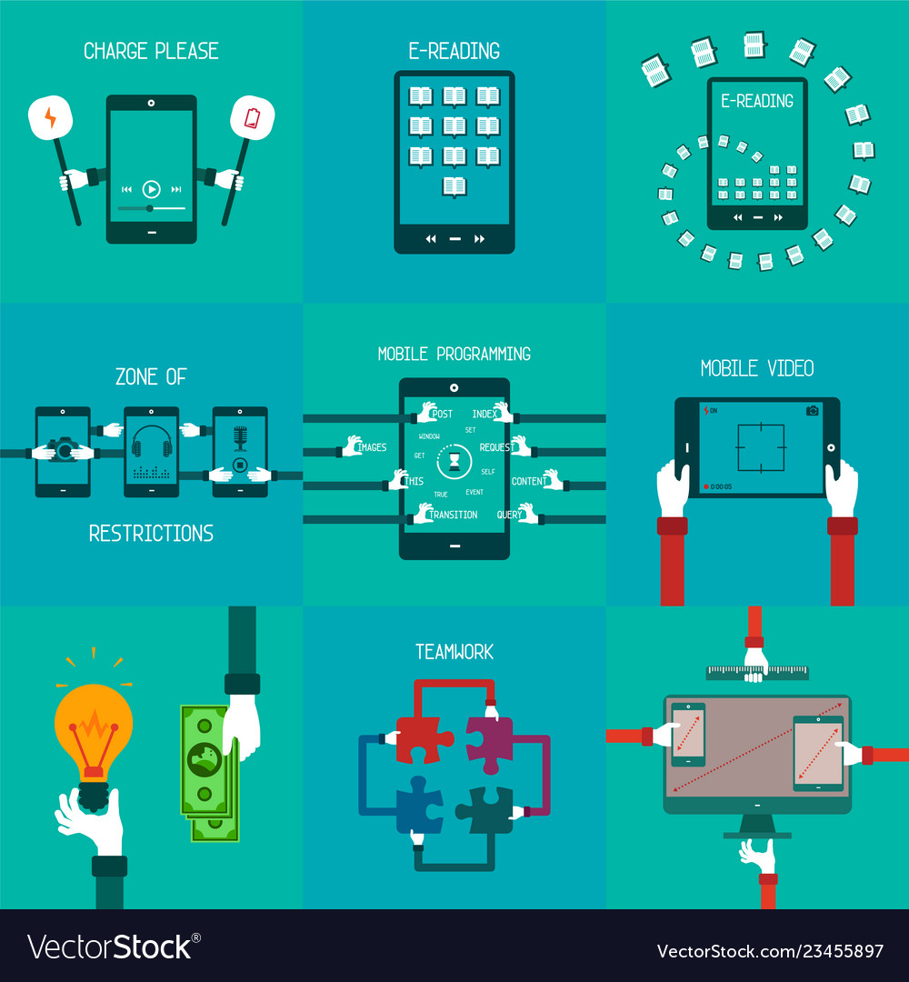 Common business concepts set in flat style