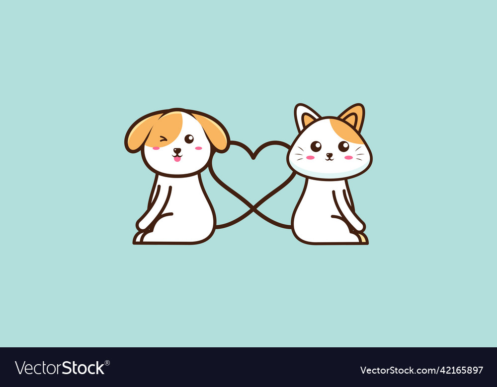 Süße Katze und Hund Karikatur vector image Süße Katze und Hund Karikatur