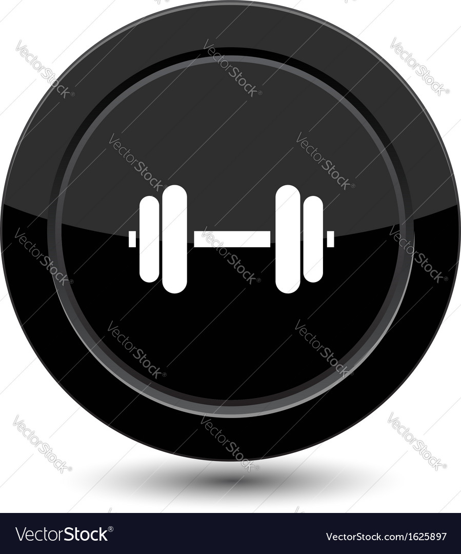 Glossy black dumbbell button Royalty Free Vector Image