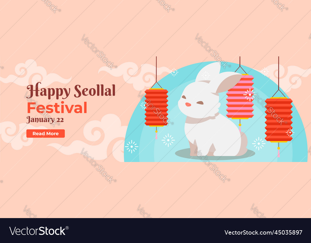 Happy seollal korean new year banner template