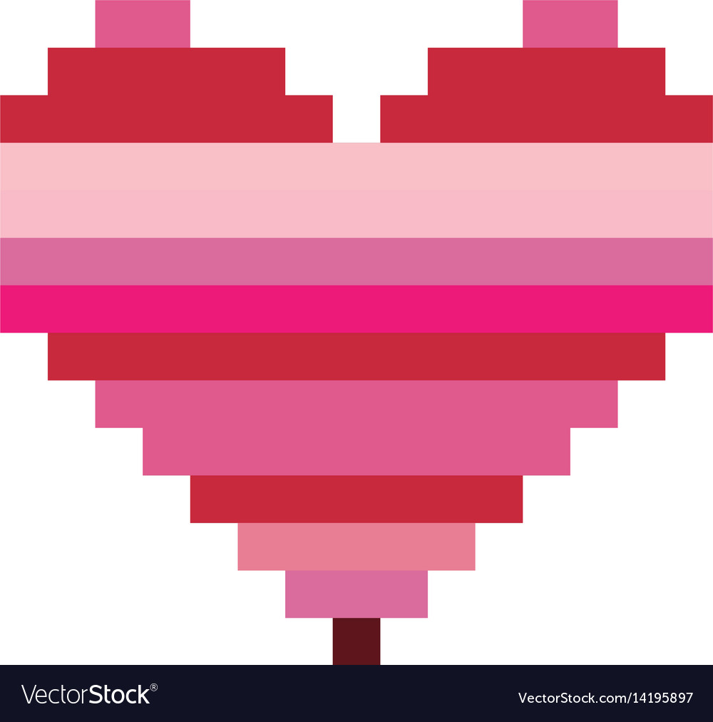 Heart shape with colorful horizontal lines pixel