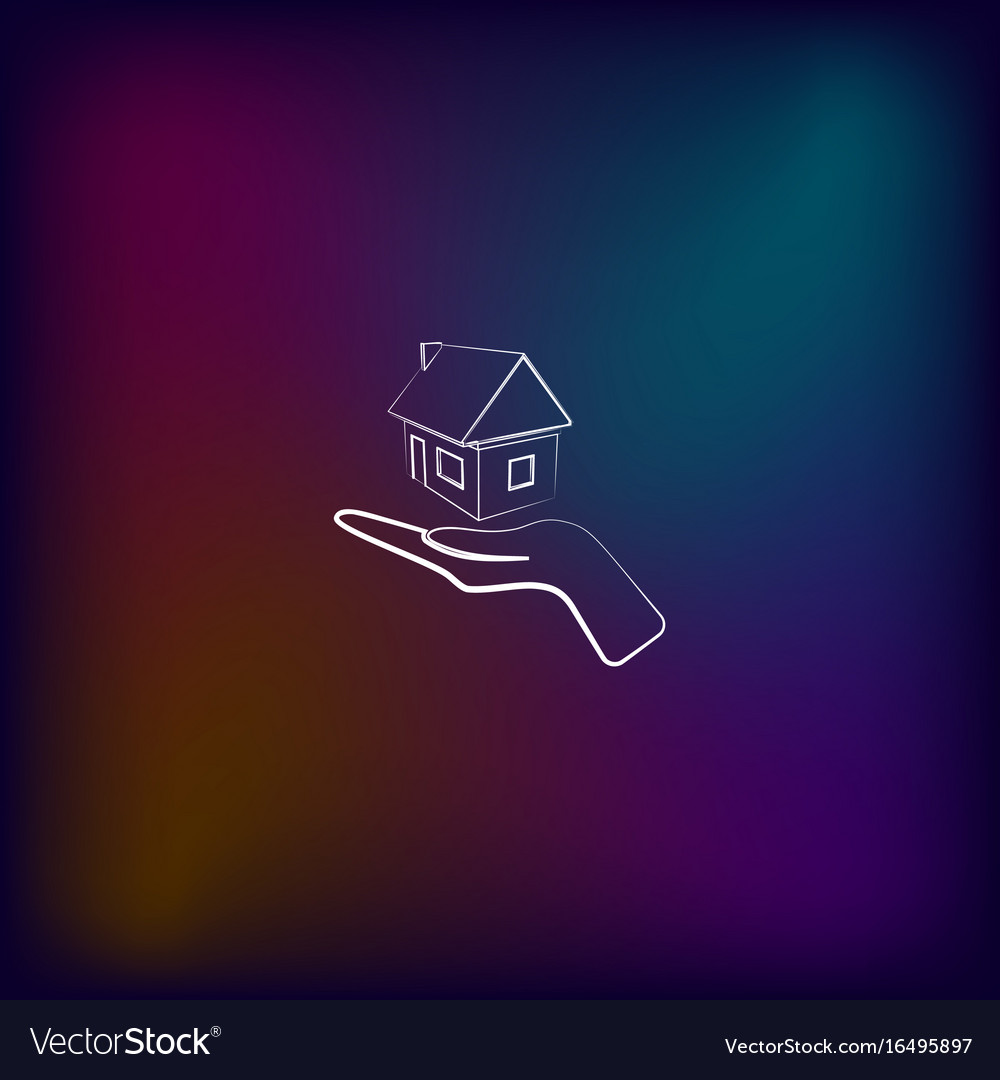 Home on the hand outline icon