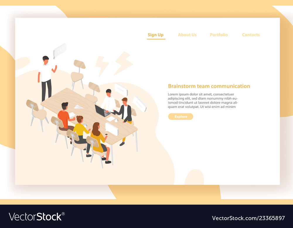 Landing page template with group of people Vector Image